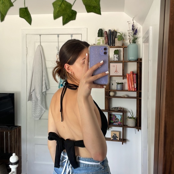 Black open back halter top - Picture 2 of 3